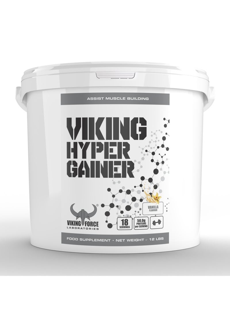 VIKING FORCE LABORATORIES Viking Hyper Gainer- Vanila Flavour Supplement to Assist Muscle Building, 12lb (5.45 Kg), 18 servings, 50 g protein per serving