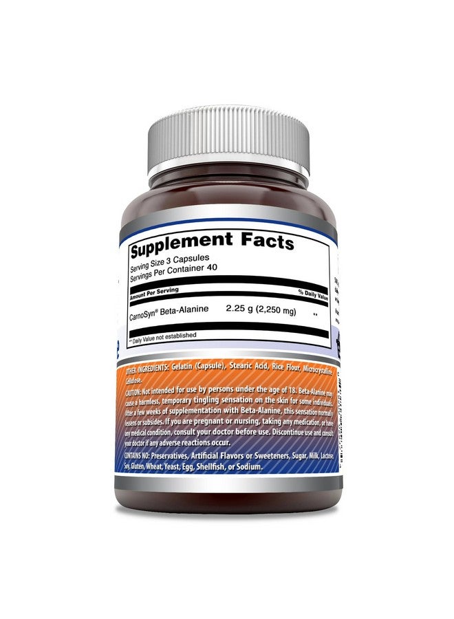 Amazing Nutrition Amazing Formulas Beta Alanine Supplement | 2250 Mg Per Serving | 120 Capsules | Non-GMO | Gluten-Free | Made in USA - Image 2