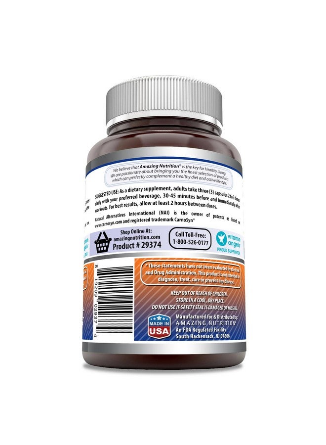 Amazing Nutrition Amazing Formulas Beta Alanine Supplement | 2250 Mg Per Serving | 120 Capsules | Non-GMO | Gluten-Free | Made in USA - Image 3