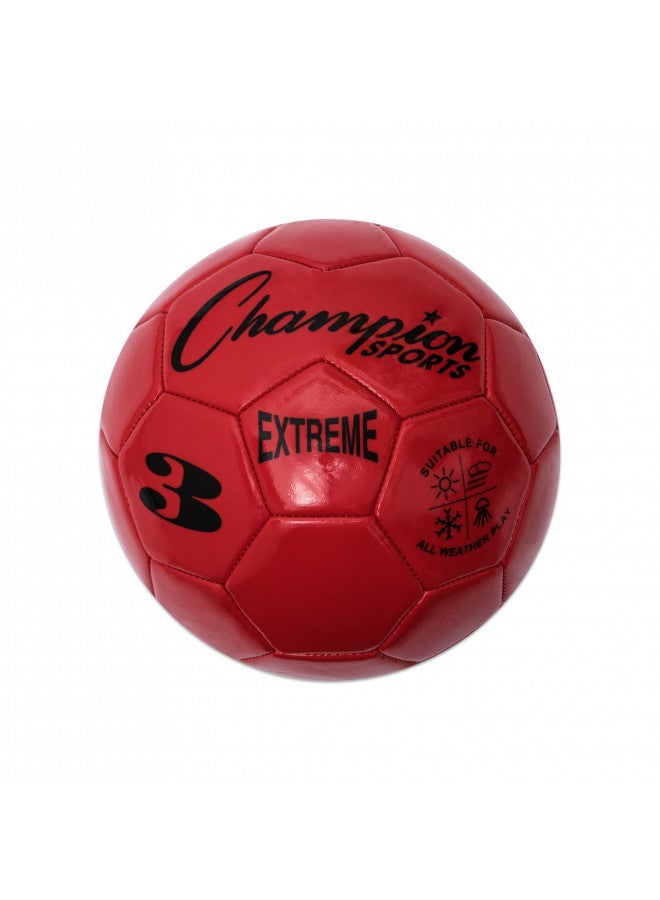 Champion Sports Champion Sports Extreme Series Soccer Ball, Size 3 - Youth League, All Weather, Soft Touch, Maximum Air Retention - Kick Balls for Kids Under 8 - Competitive and Recreational Futbol Games, Red - Image 1