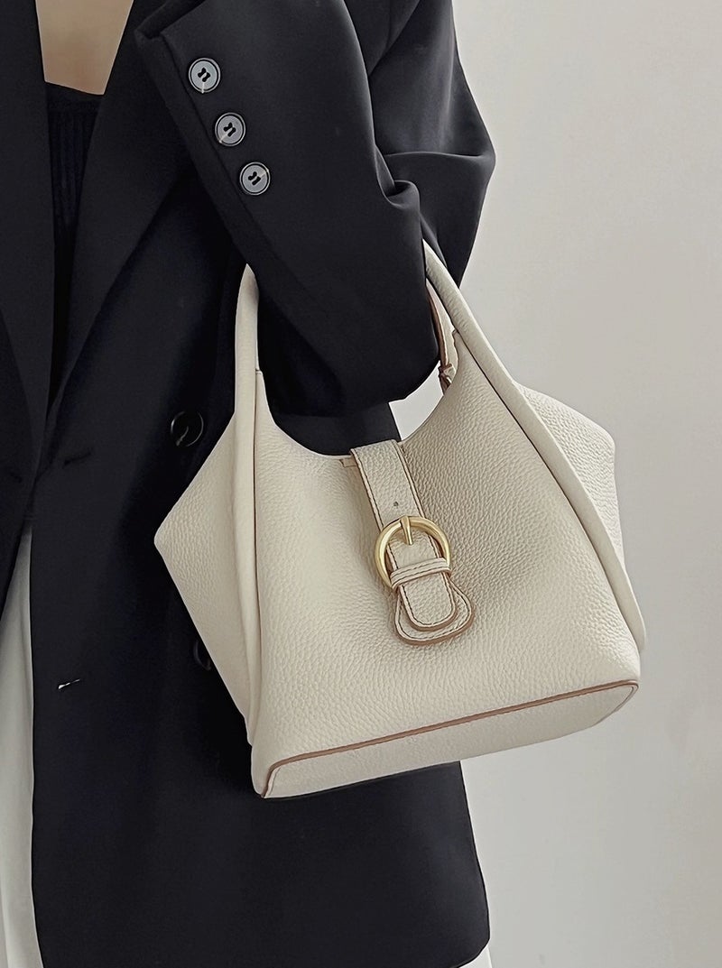 Genuine Leather Vegetable Basket Bag High-End Bucket Bag Women'S Shoulder Crossbody Handbag Women'S Ins Style Handbag - Image 3