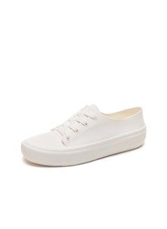 Generic 2024 New PVC Simple Solid Womens Flats Rain Shoes Fashionable All-Season1901 pale white 1901 pale white 