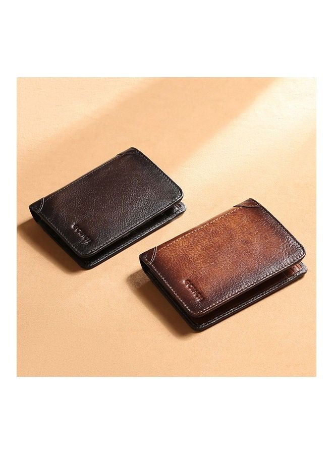 CONTACTS Portable Business Men Faux Leather Bifold Short Wallet Card Cash Holder Purse Brown  - Image 5