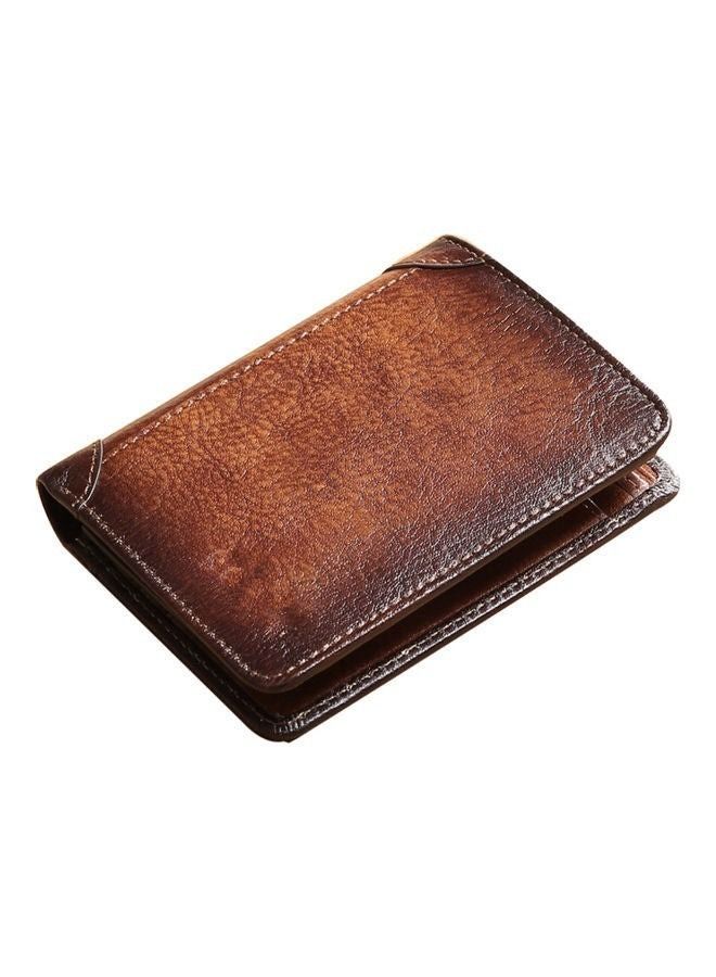 CONTACTS Portable Business Men Faux Leather Bifold Short Wallet Card Cash Holder Purse Brown  - Image 1