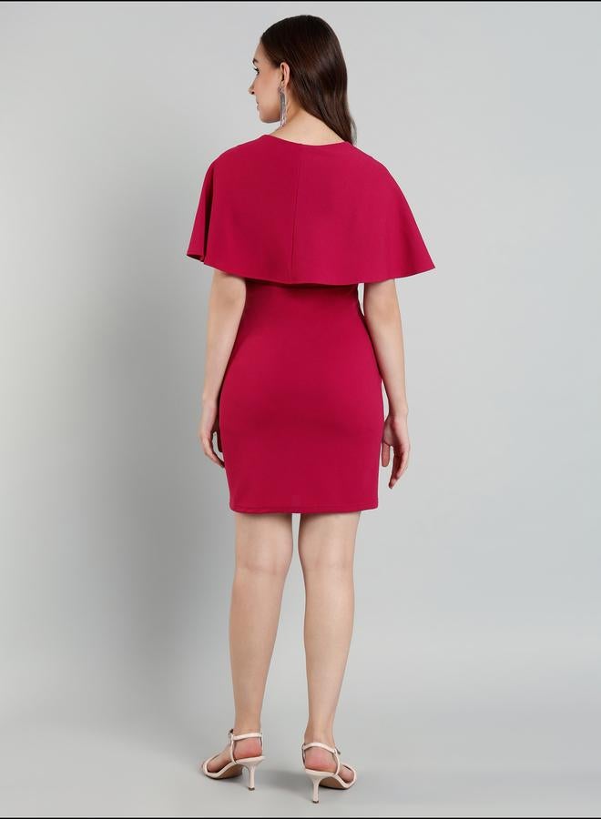 ميش فستان قصير ميني بأكمام كاب مطوي من ميش سوليد - Image 5