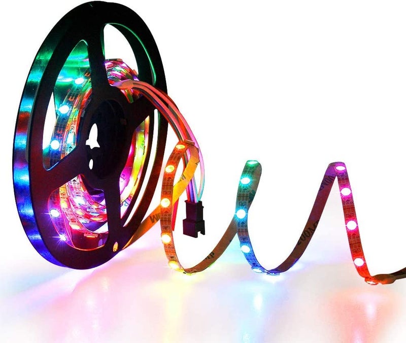 شريط إضاءة LED RGB قابل للتوجيه فرديًا WS2812B بعرض 5 مم بطول 66 قدم و120 LED