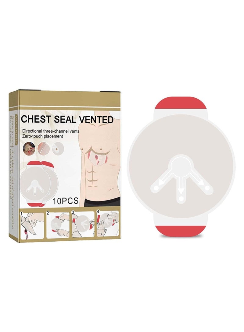 SOLARAE Sterile Vent Chest Seal Dressing Pads, Transparent for Wound Care, Emergency Trauma Dressing, Adhesive Wound dressings Aid Bandage Wound Care (10pcs) - Image 1