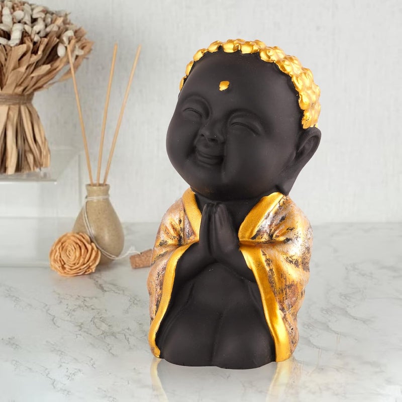 ZART Praying Monk Statue for Home Decorative Showpiece Buddha Showpiece for Living Room Decorative Feng Shui Showpiece for Home Decor Item 7 inch - Image 1