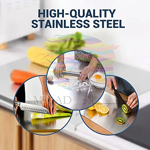 Milad SAIFIX Stainless Steel Chopping Board | Fruits | Vegetables | Collapsible | Cutter | Kneading Board | Kitchen Accessories | Countertop (30 L x 20 W x 0.1 H CM's, New) - Image 3