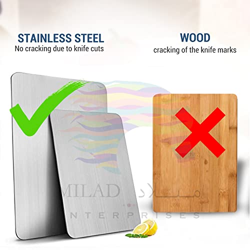 Milad SAIFIX Stainless Steel Chopping Board | Fruits | Vegetables | Collapsible | Cutter | Kneading Board | Kitchen Accessories | Countertop (30 L x 20 W x 0.1 H CM's, New) - Image 5