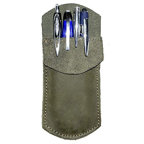 Hide & Drink, Pocket Protector, Pencil Pouch, Pen Holder for Shirt Pockets, Lab Coats, Backpacks, Office & Work Essentials, Full Grain Leather, Handmade, Dark Jade - Image 1
