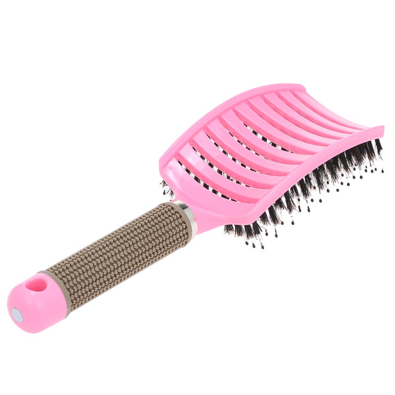 Curved Boar Bristle Hair Brush For Women Pink 25X3.5X8cm - Image 2