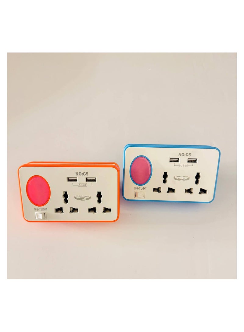 قابس  مشترك  متعدد الأغراض 3 مراحل 2 مقبس دبابيس و 2 USB - Image 1