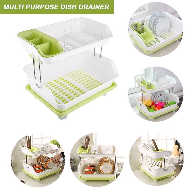Vruta Dish Drainer Rack Plastic Layer Organizer Sink Dish Cutlery Drying Organizer - Image 2