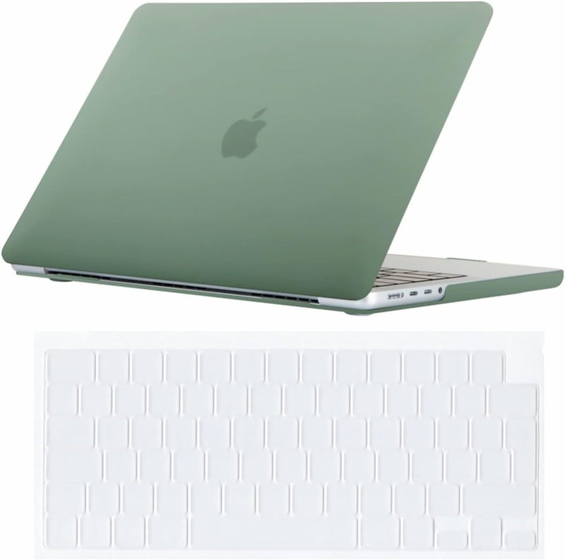 سيفن لاين متوافق مع حافظة MacBook Pro 16 بوصة 2021/2022 M4 M3 M2 M1 A2485 A2779 A2991 A3403 حافظة صلبة واقية غير لامعة للكمبيوتر المحمول مع غطاء لوحة مفاتيح (تخطيط EU)، أخضر منتصف الليل - Image 1
