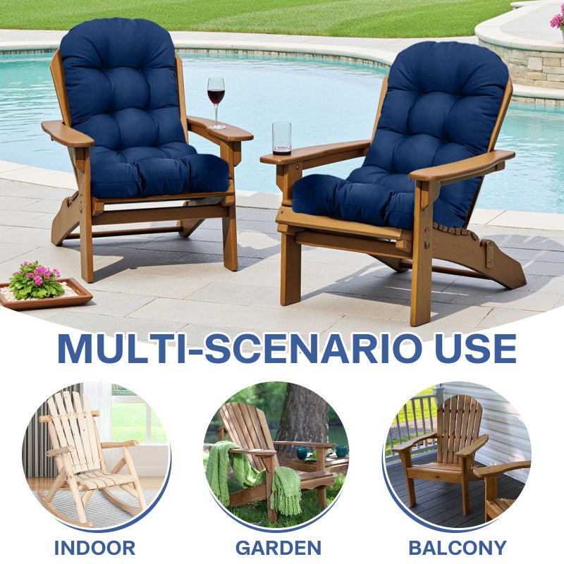 Eoieov Outdoor Adirondack Chair Cushion Set of 2 Waterproof Lawn Chair Cushions 47.24 * 19.69 * 4", High Back Patio Cushions with Ties Elastic Band,Flower - Image 5