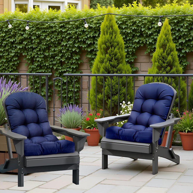 Eoieov Outdoor Adirondack Chair Cushion Set of 2 Waterproof Lawn Chair Cushions 47.24 * 19.69 * 4", High Back Patio Cushions with Ties Elastic Band,Flower - Image 4