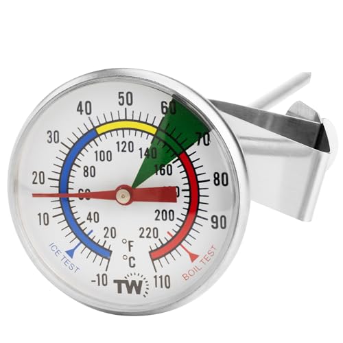 Thermometer World Milk Thermometer for Steaming Milk - Ideal as a Coffee Temperature Thermometer with 175 mm Stainless Steel Probe and Clip Barista Coffee Espresso - Image 1