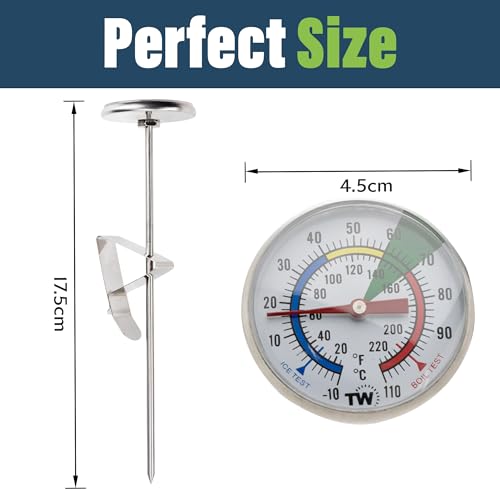 Thermometer World Milk Thermometer for Steaming Milk - Ideal as a Coffee Temperature Thermometer with 175 mm Stainless Steel Probe and Clip Barista Coffee Espresso - Image 4