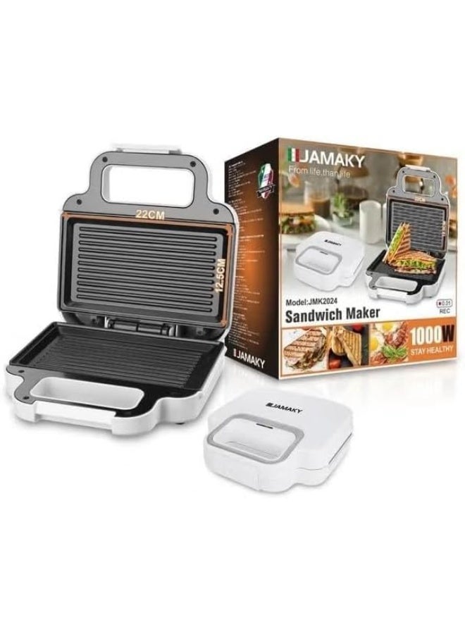 Electric Sandwich Maker, 1000W, Non-stick Grill Plates, 22cm