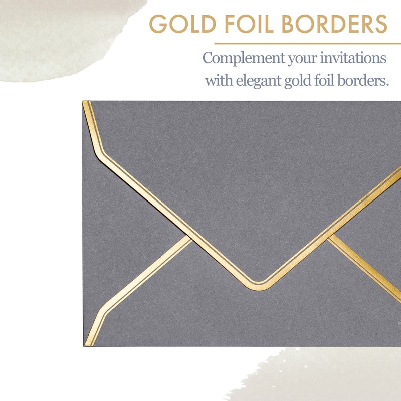 Prims & Flourish Invitation Envelopes, 30-Pack 4x6 Envelopes for Invitations, Gold Foil Bordered Colored Envelopes, A4, 4 1/4 x 6 1/4 Inches, 6 Morandi Colors - Image 5