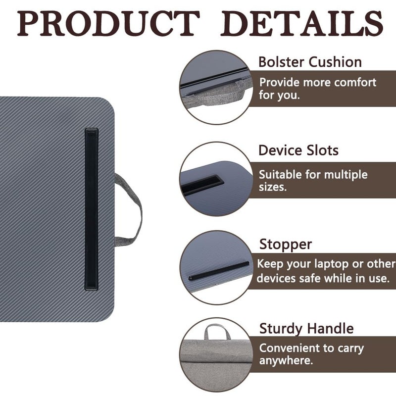 YUELAKE Portable Laptop Desk Fits Up to 16â€œ Laptops, with Tablet Slot, Built-in Cushion, Great for Home & Office,Lap Desk for Laptop,Lap Desk with Cushion (Dark Grey, Medium) - Image 5