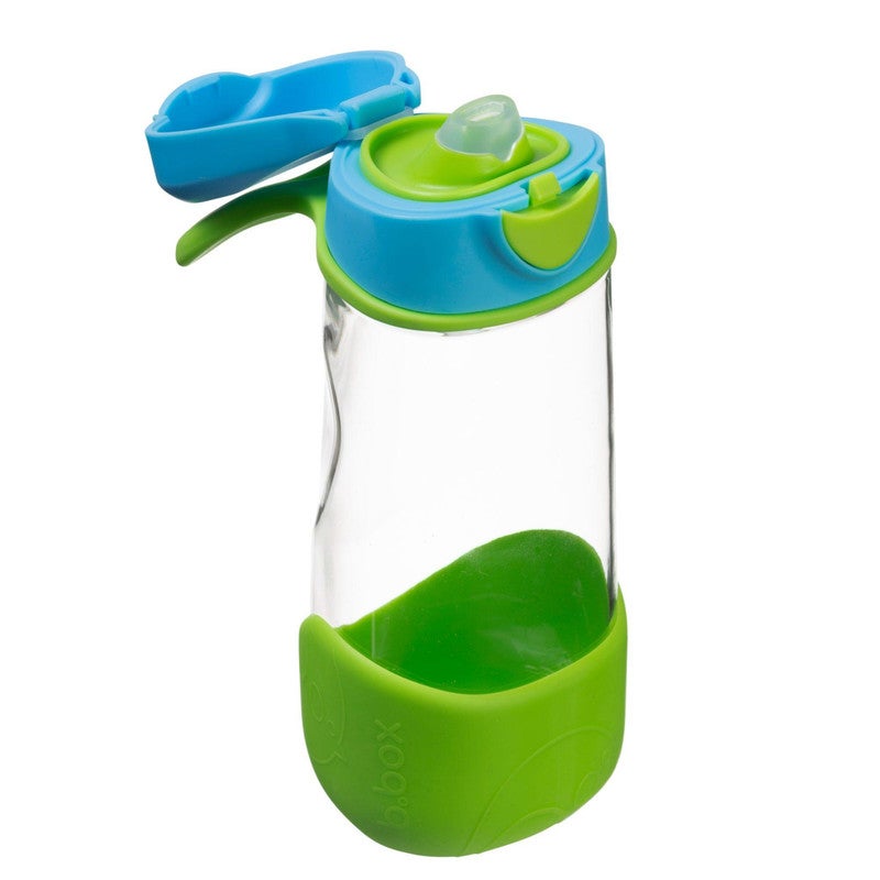 B.Box Sport Spout Drink Bottle for Kids | Easy-Flow Silicone Spout | Leakproof Push Button Lid | Ergonomic Triangle Grip | BPA-Free Tritan™ Water Bottle | 15.2 fl oz | 450ml-Ocean Breeze - Image 1