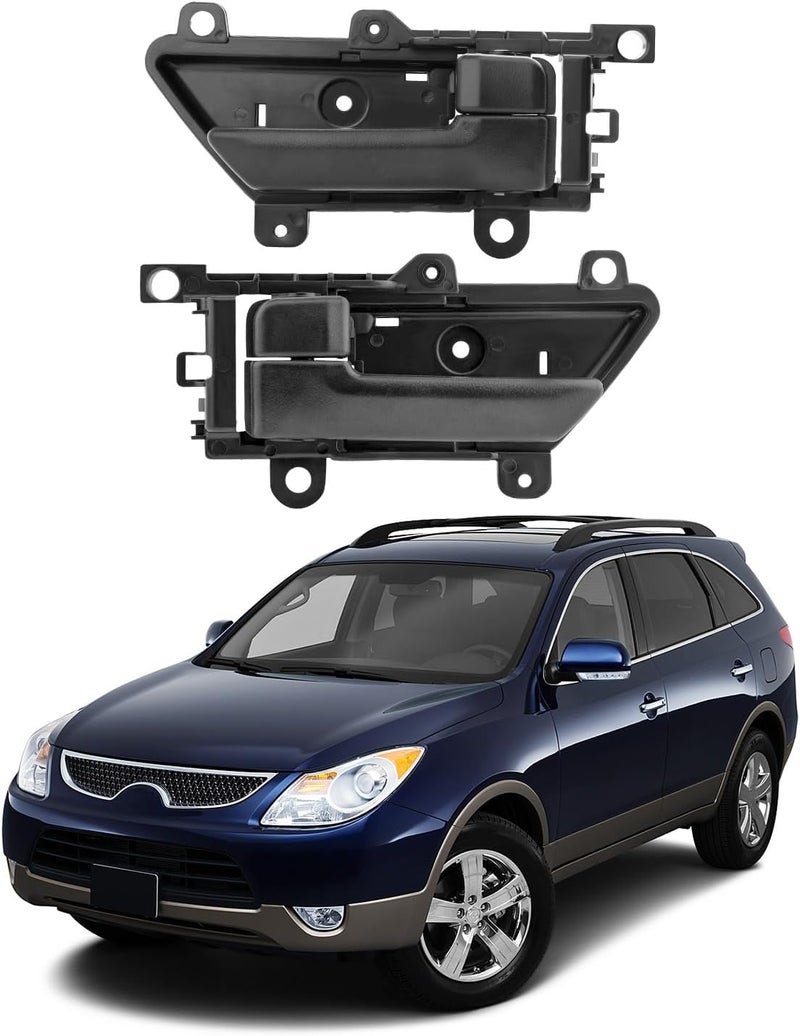Gledewen Inside Door Handle (Pair), Compatible with 2007-2012 Hyundai Veracruz | Textured Black Interior Front or Rear Left Driver & Right Passenger | Replace# 82610-3J000WS, 82620-3J000WS Inner Handle - Image 1