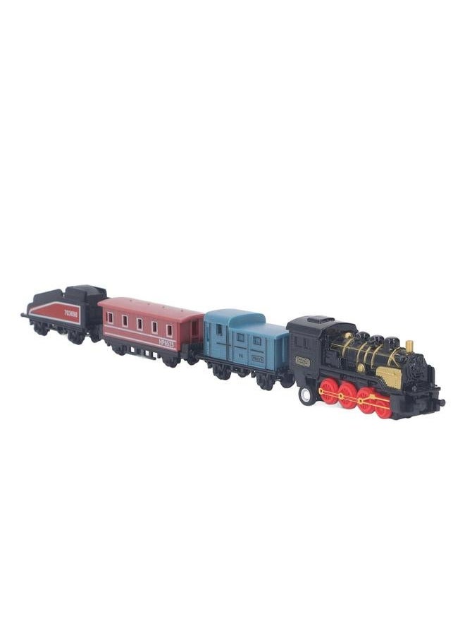 نيبمينينت Steam Train Model Toy Vintage Alloy Pull Back Cultivate Hands On Ability Educational for Kids Black  - Image 4