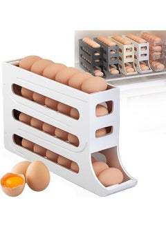 ZUSTPACK Automatic Egg Dispenser Box 4Tier Egg Storage Box for Fridge Holds upto 30 Eggs Egg Rolling Dispenser for Easy Access Ideal Egg Tray Box for Organized Storage White  - Image 1
