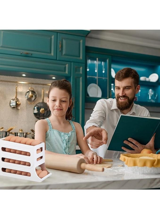 ZUSTPACK Automatic Egg Dispenser Box 4Tier Egg Storage Box for Fridge Holds upto 30 Eggs Egg Rolling Dispenser for Easy Access Ideal Egg Tray Box for Organized Storage White  - Image 5