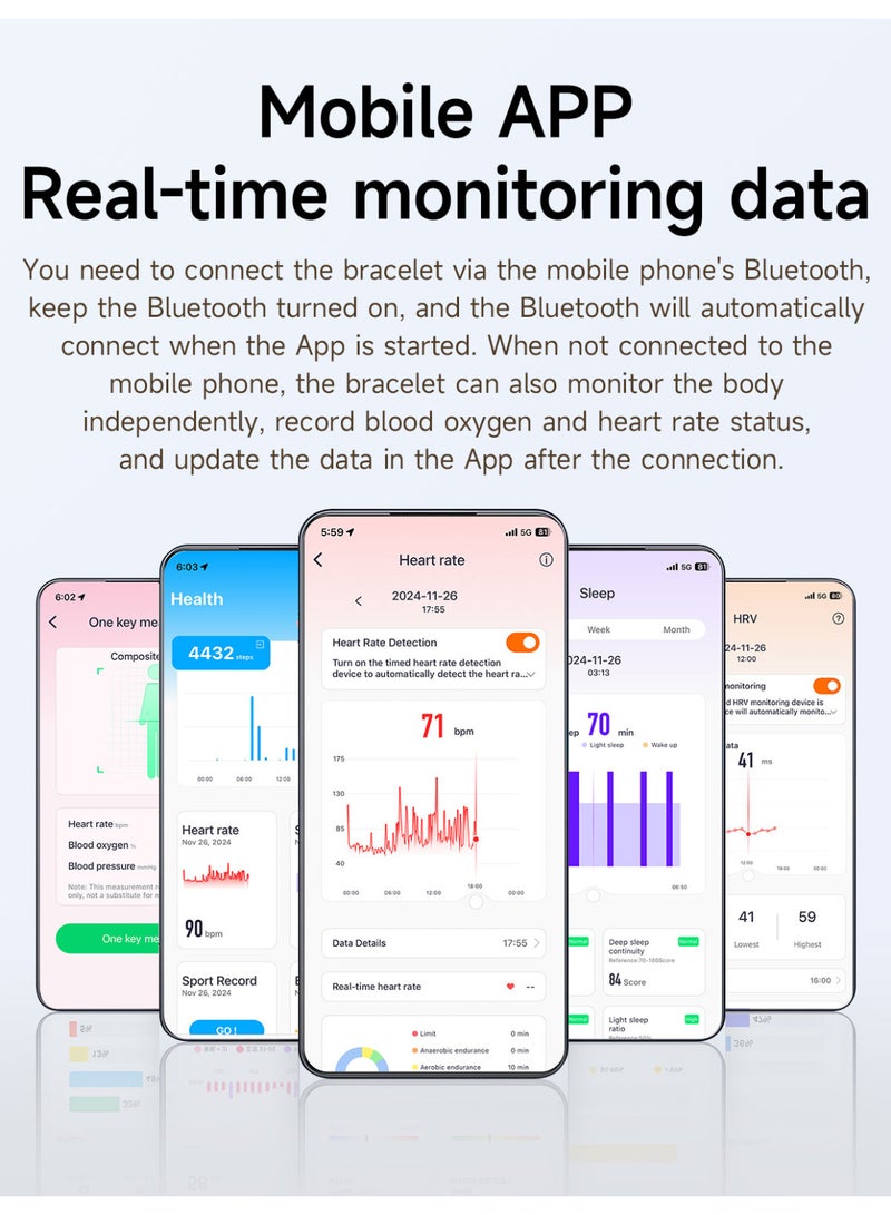 سوار ذكي للنساء والرجال، أجهزة تتبع النشاط الصحي واللياقة البدنية، مراقبة مستمرة لمعدل ضربات القلب/ضغط الدم/معدل ضربات القلب/الإجهاد طوال اليوم، متتبع النوم لمدة 24 ساعة، أكثر من 170 وضعًا رياضيًا مع تطبيق مجاني، سواران ذكيان - Image 5