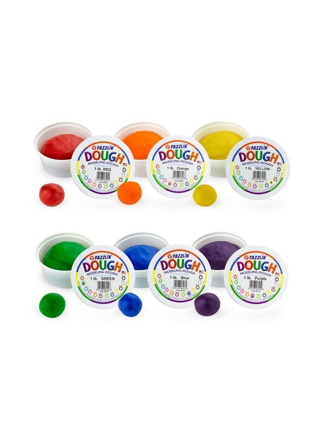 Hygloss Play Modeling Dough - 6lb. Dough Unscented - Safe & Non-Toxic for Kids Arts & Crafts - Party Favors - Classroom Supplies, 6 Assorted Colors - Image 1