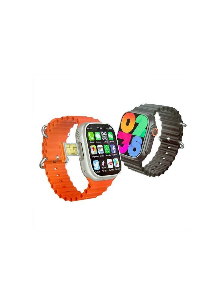 موديو ساعة  من براند موديو 4G ذكية للغاية تدعم شريحة 4G  تدعم الواى فاى جيجا  مساحة 64G    جيجا 6 رام   لا تنسى أن تلاحظ الكاميرا بمساعد صوتي ثلاث احزمة لون جسم الساعة فضي مع ثلاث ستراب اورانج بينك اسود - Image 2