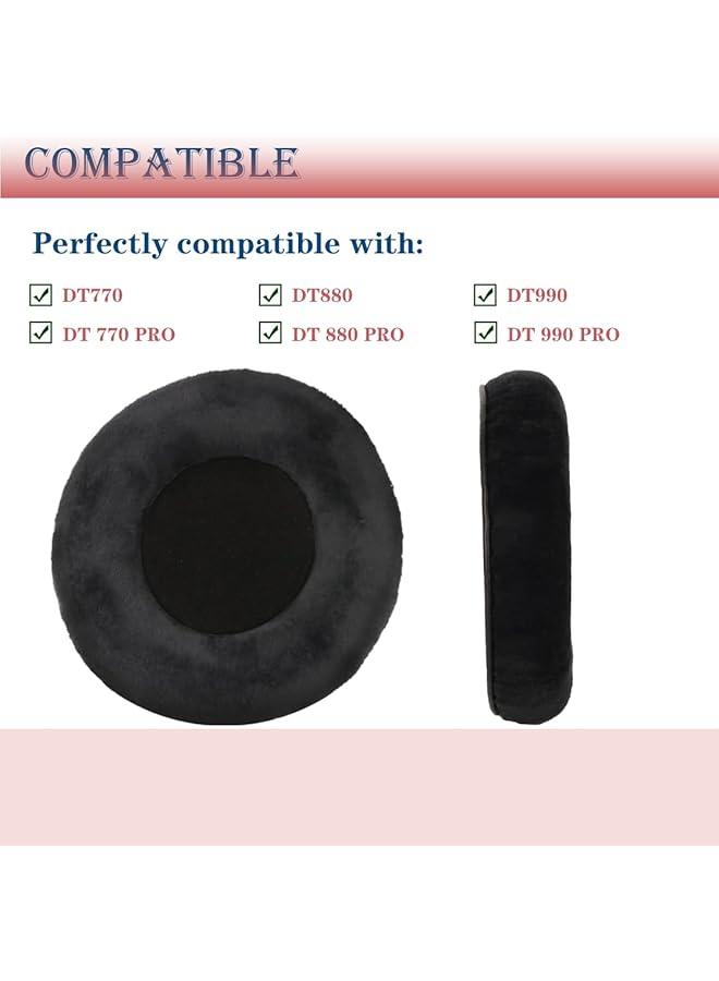 إيروريكس وسائد أذن بديلة Dt990 Dt770 متوافقة مع سماعات الرأس Beyerdynamic Dt990 Dt880 Dt770 Pro باللون الأسود المخملي - Image 4