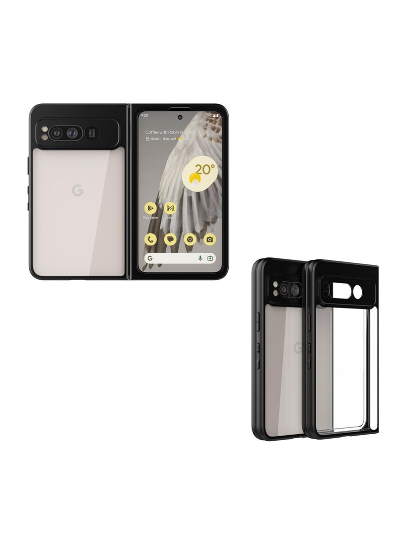 KASTWAVE جراب لهاتف Google Pixel Fold 2023، جراب هاتف واقٍ مقاوم للصدمات، غطاء رفيع رفيع مع ظهر شفاف لهاتف Google Pixel Fold 2023، خفيف الوزن، واقي مضاد للخدش، يدعم الشحن اللاسلكي - Image 1