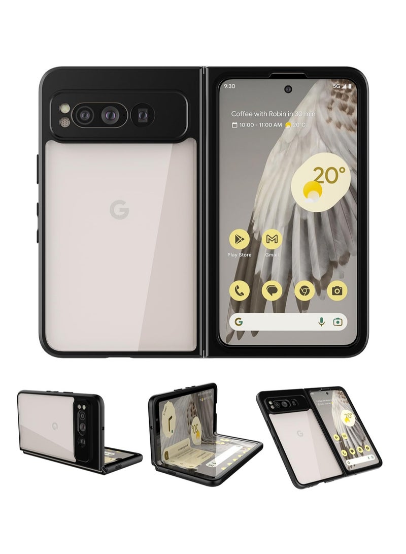 KASTWAVE جراب لهاتف Google Pixel Fold 2023، جراب هاتف واقٍ مقاوم للصدمات، غطاء رفيع رفيع مع ظهر شفاف لهاتف Google Pixel Fold 2023، خفيف الوزن، واقي مضاد للخدش، يدعم الشحن اللاسلكي - Image 4