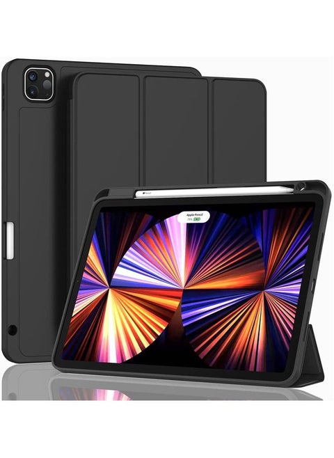 New iPad Pro 11 Inch Case 2022 4th Gen/2021 3rd Gen /2020 2nd Gen with Pencil Holder,Smart iPad Case Support Touch ID and Auto Wake/Sleep with Auto 2nd Gen Pencil Charging Black