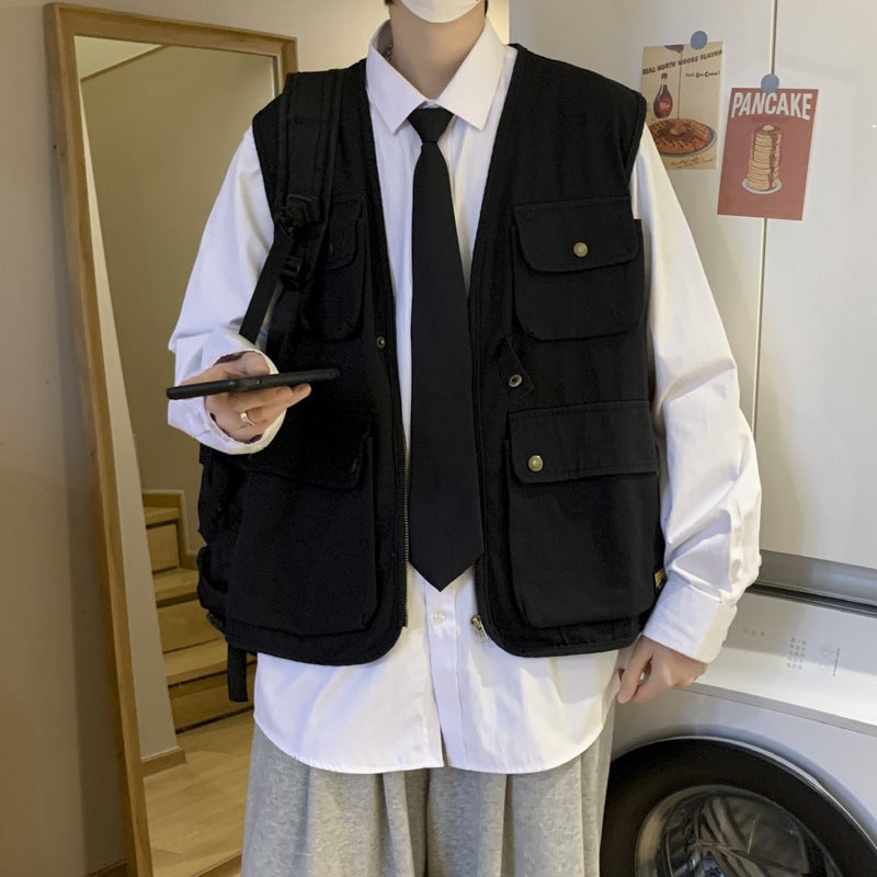 Japanese Style Retro Work Vest Men'S Ins Trendy Summer Functional Loose Waistoutwear High Street Handsome Vest Jacket - Image 4