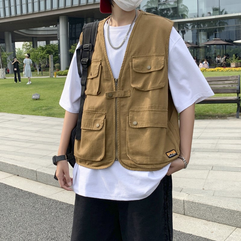Japanese Style Retro Work Vest Men'S Ins Trendy Summer Functional Loose Waistoutwear High Street Handsome Vest Jacket - Image 2