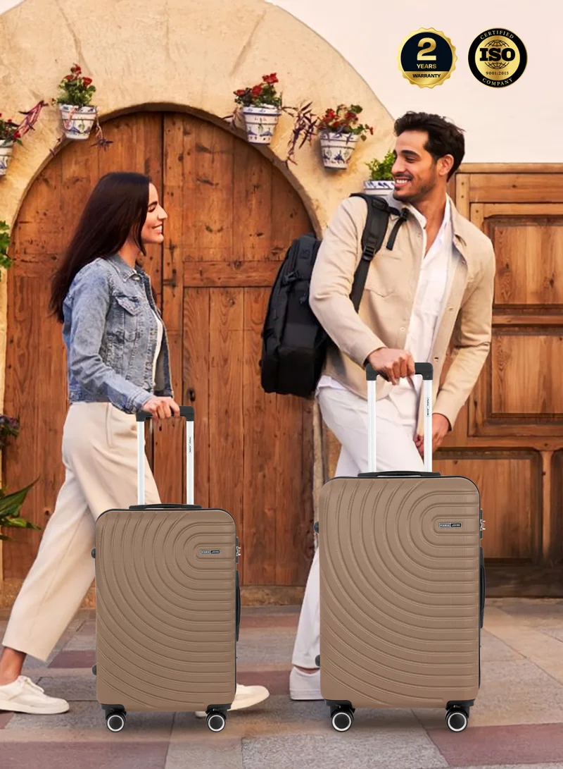 Parajohn Gold Circles Series Set of 3 Luggage | Lightweight Small 10KG, Medium 20KG & Large 30KG ABS 4 Wheels Trolley Hardsided Travel Suitcase - Gold  | Best Price UAE