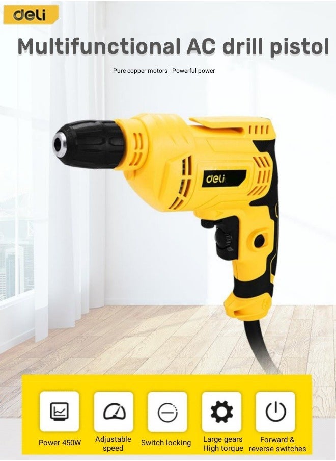 Deli Multi-functional AC Electric Drill 10mm High Speed Adjustment Plug-in type Professional  - Image 1