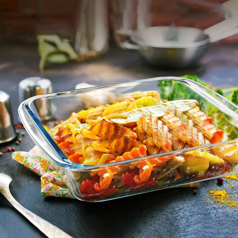 RIVERFAB Borosilicate Glass Baking Dish I Microwave Safe, Baking Tray for Microwave Oven, Oven Safe Cookware, Baking Dish for Oven I For Cooking, Baking & Serving I Transparent Square (BAKING TRAY 1100ML PACK OF 1) - Image 2