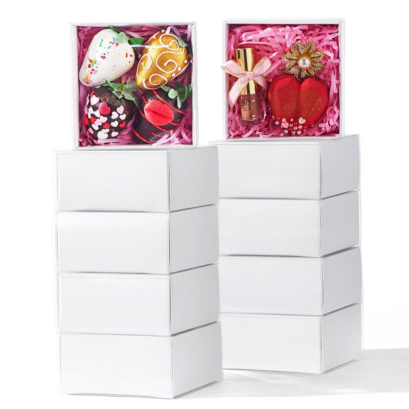 JCXGRVC 25-Pack of 4x4x2 Inch White Bakery Boxes with Clear Lids - for Strawberries, Cookies, Macarons, Donuts & Desserts - Holiday Gift & Party Favor Packaging for Christmas, Birthdays, Weddings - Image 1