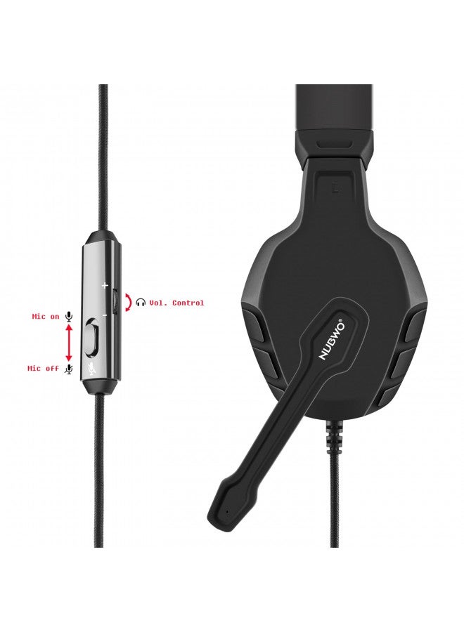 NUBWO NUBWO U3 3.5mm Gaming Headset for PC, PS4, PS5, Laptop, Xbox One, Mac, iPad, Nintendo Switch Games, Computer Game Gamer Over Ear Flexible Microphone Volume Control with Mic - Black  - Image 2