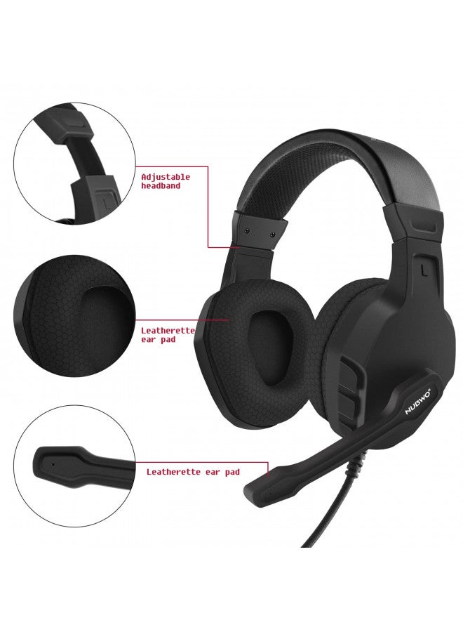NUBWO NUBWO U3 3.5mm Gaming Headset for PC, PS4, PS5, Laptop, Xbox One, Mac, iPad, Nintendo Switch Games, Computer Game Gamer Over Ear Flexible Microphone Volume Control with Mic - Black  - Image 3