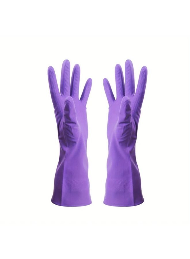Purple Reusable Latex Dish Washing Gloves Household Cleaning Gloves 12.2 Inch - Image 1