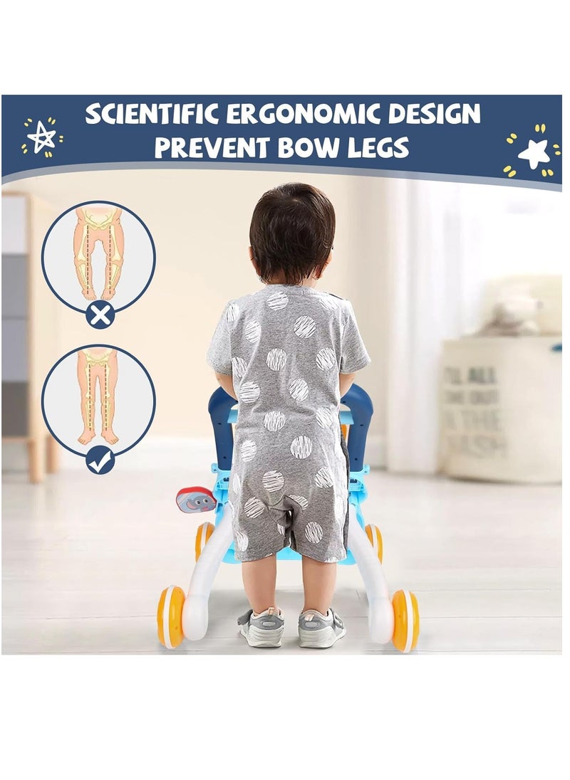 BAYBEE 2 in 1 Baby Walker for Kids, Activity Walker for Babies with Drawing Board, Music, shape sorters & Rotary gears, Activity Kids Walker for Baby Boys Girl 6-24 Months - Blue  - Image 3