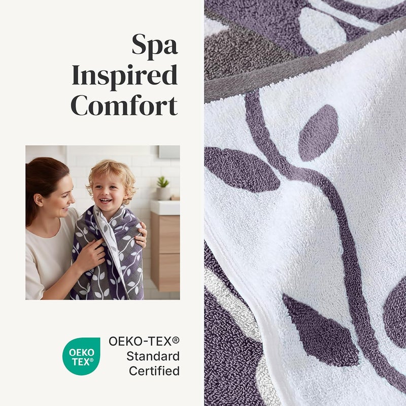 Modern Threads Organic Vines 6-Piece 100% Cotton Towel Set – Yarn Dyed Jacquard & Solid – Includes 2 Bath Towels, 2 Hand Towels, 2 Washcloths – Absorbent, Quick Dry, Soft & Durable – Lavender - Image 4