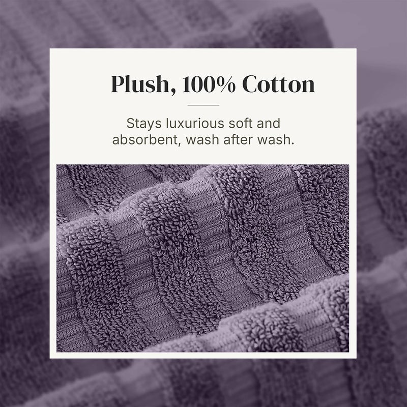 Modern Threads Organic Vines 6-Piece 100% Cotton Towel Set – Yarn Dyed Jacquard & Solid – Includes 2 Bath Towels, 2 Hand Towels, 2 Washcloths – Absorbent, Quick Dry, Soft & Durable – Lavender - Image 5